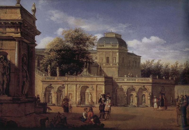 Jan van der Heyden Baroque palace courtyard oil painting image